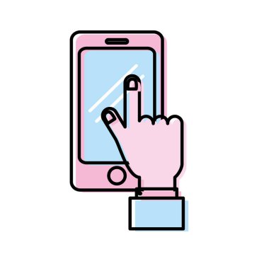 adam el vektör çizim içinde Smartphone teknoloji iletişim