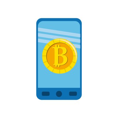 bitcoin para birimi simgesi içinde vektör çizim ile Smartphone