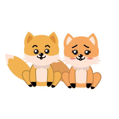 hoş bir çift güzel ifade vektör çizim ile vahşi hayvan tilki