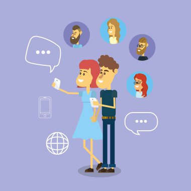 İnsanlar Medya bağlantı vektör çizim için sosyal comunication