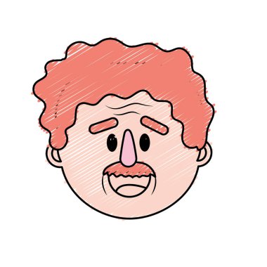 Yaşlı adam yüz saç modeli vektör çizim ile