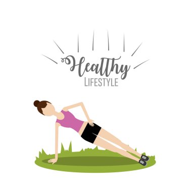 Kadın sağlıklı yaşam tarzı egzersiz vektör çizimi yapmak için