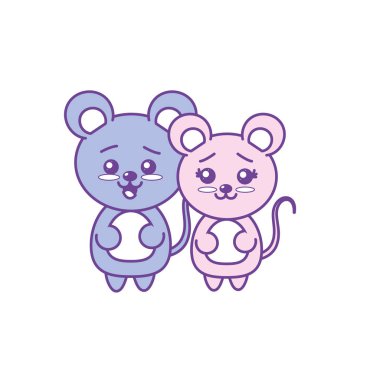 şirin çift vahşi hayvan güzel ifade vektör çizim ile