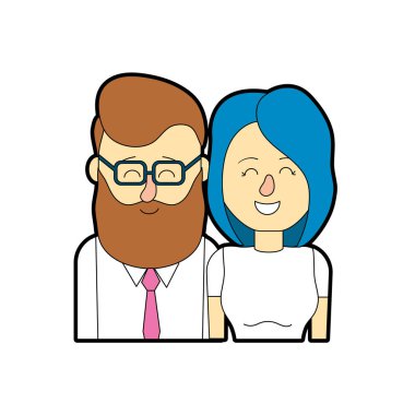 güzel bir saç modeli tasarımı ile çift illüstrasyon vektör