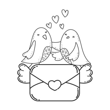 Sevgililer günü tebrik kartı kuşlar ile. Vektör çizim