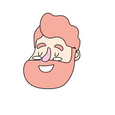 Avatar mutlu adam yüz saç modeli tasarım vektör çizim ile