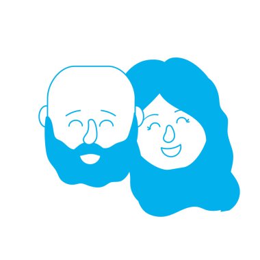 siluet avatar çift kafa saç modeli tasarımı ile illüstrasyon vektör