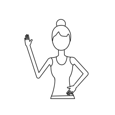 satır sağlıklı kadın egzersiz vektör çizim tasarım yapıyor