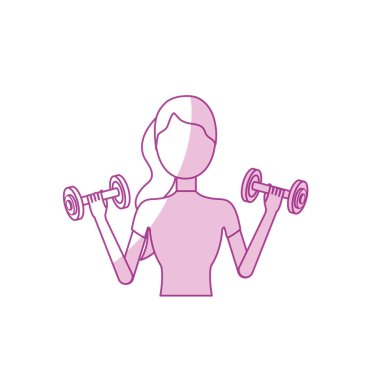 dumbbell ile siluet kadın egzersiz vektör illüstrasyon yapmak