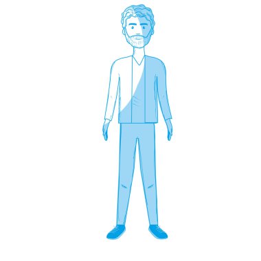 siluet yakışıklı adam sakal ve şık giyim, vektör çizim