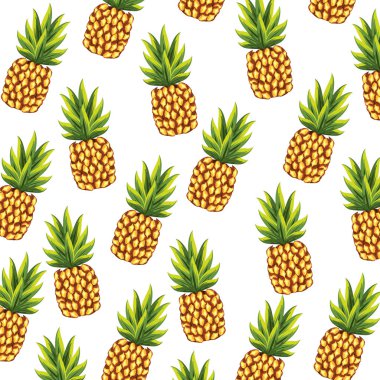 lezzetli ve egzotik ananas meyve arka plan, vektör illüstrasyon