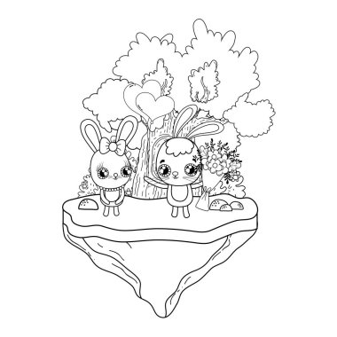 Sevgililer günü tebrik kartı sevimli tavşan ile. Vektör çizim