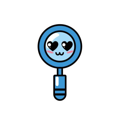 Kawaii şirin ihale Büyüteç vektör çizim