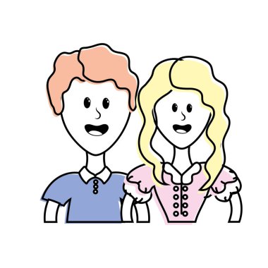 tipik giyim ve saç modeli ile güzel Brezilyalı çift illüstrasyon vektör