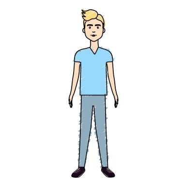 yakışıklı adam saç modeli ve rahat kıyafet, illüstrasyon vektör