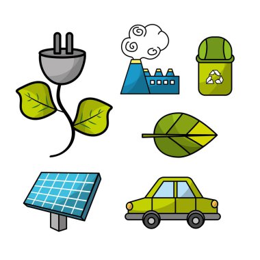 çevre koruma vektör çizim ile ekolojik koruma set