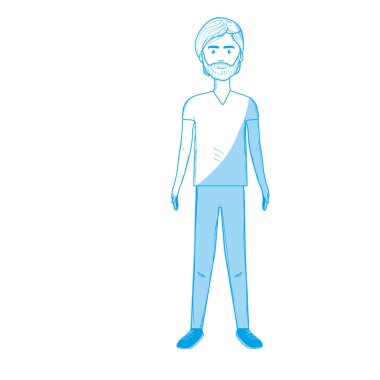 siluet yakışıklı adam sakal ve rahat kıyafet, vektör çizim