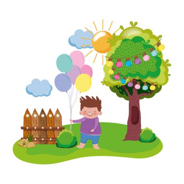manzara vektör çizim tasarım küçük tombul çocuk