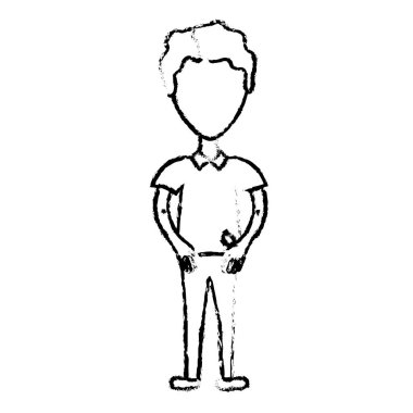 Şekil sevimli adam saç modeli ve rahat kıyafetler vektör çizim