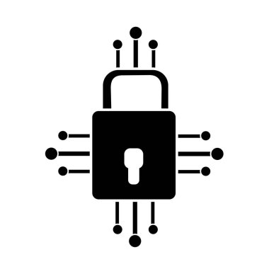 Güvenlik dgital bağlantı, vektör çizim için devreleri ile kontur asma kilit