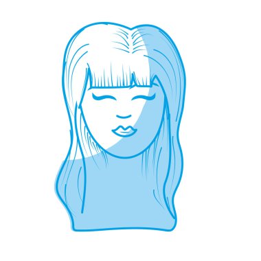 siluet sevimli kadın yüz saç modeli, vektör çizim ile