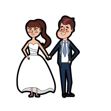 mutlu çift birlikte ve romantik kutlama vektör illüstrasyon