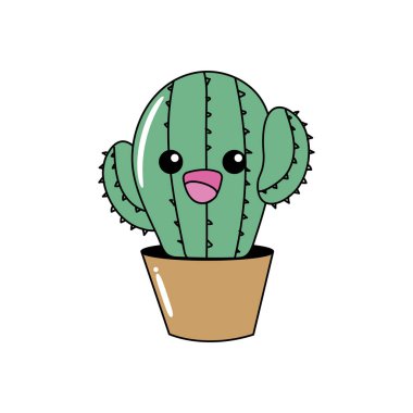 Kawaii şirin ihale kaktüs bitki vektör çizim