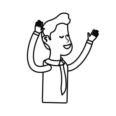 çizgi iyi adam kravat ve kazak giymek, vektör çizim ile