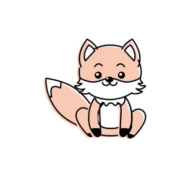 cute fox wild animal with face expression vector illustration