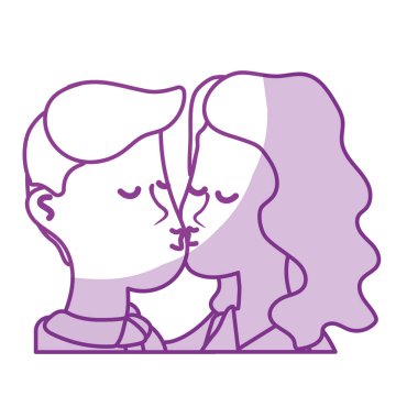 siluet şirin çift öpüşme romantik bir sahne, vektör çizim