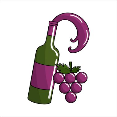 şişe şarap grup üzüm simge görüntüsünü, vektör çizim tasarım ile sıçramasına