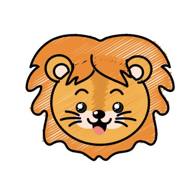 sevimli vahşi hayvan yüz ifade vektör çizim ile