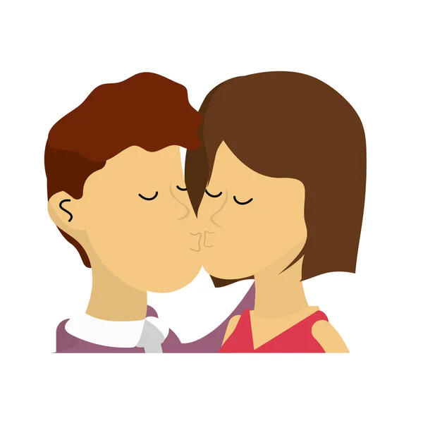 Cute Couple Kissing Romantic Scene Vector Illustration — Stock Vector