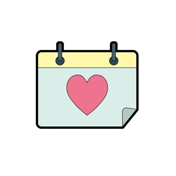 Calendario Con Corazón Romántica Ilustración Vectorial Día Especial — Vector de stock