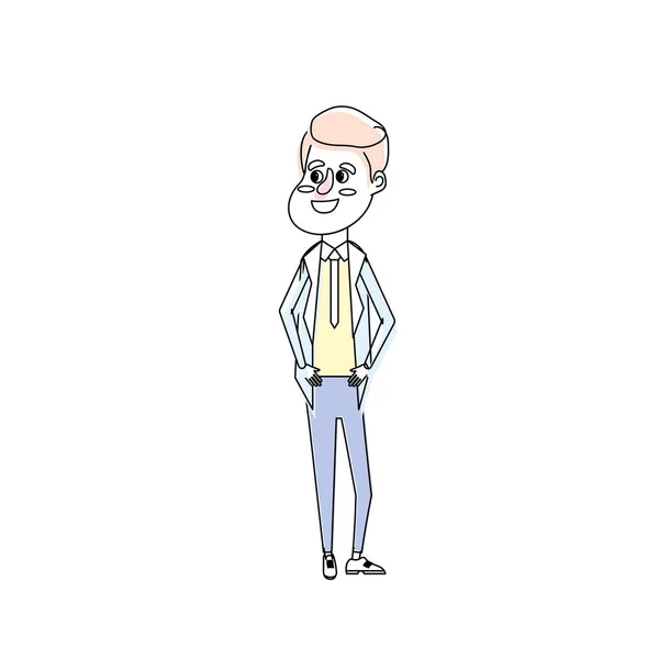 Ευτυχισμένος Άνθρωπος Χτένισμα Και Κομψό Κοστούμι Εικονογράφηση Διάνυσμα — Διανυσματικό Αρχείο