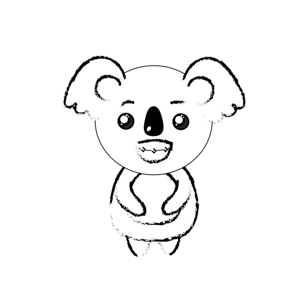 Figure Animal Sauvage Koala Mignon Avec Illustration Vectorielle Expression Faciale — Image vectorielle