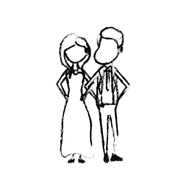 Figure Happy Couple Together Romantic Celebration Vector Illustration — Stock Vector