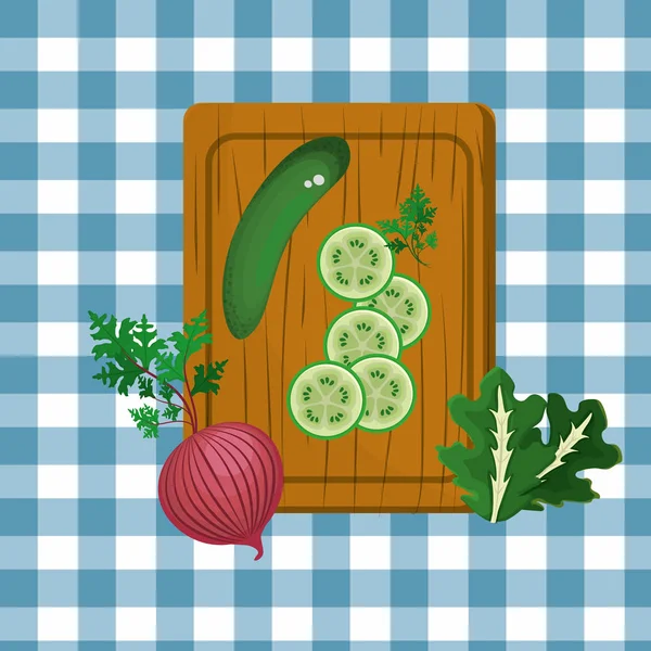 Вкусный Свежий Здоровый Овощ Векторная Иллюстрация Дизайн — стоковый вектор