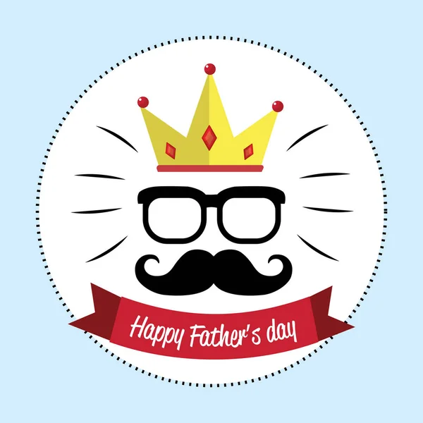 Glückliche Vatertagskarte Mit Schnurrbart Brille Und Schleifendesign Vektorillustration — Stockvektor