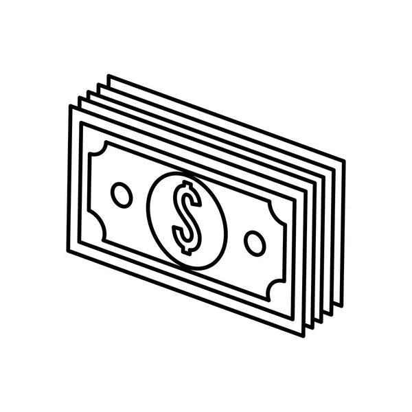 Sylwetka Bill Dolar Pieniądze Projektowania Ilustracja Wektorowa — Wektor stockowy