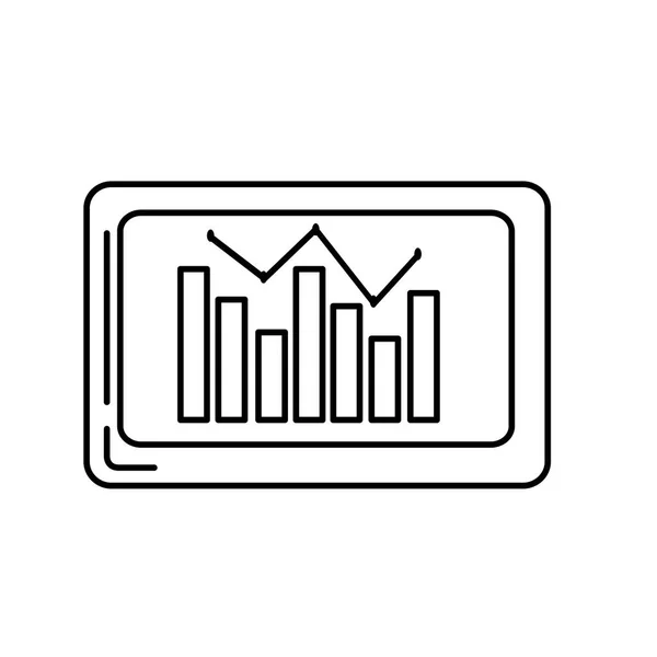 Line Computer Statistics Diagram Bar Vector Illustration — Stock Vector