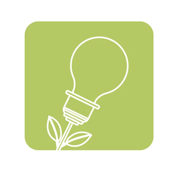Label Lamp Plant Met Bladeren Sparen Milieu Vector Illustratie — Stockvector