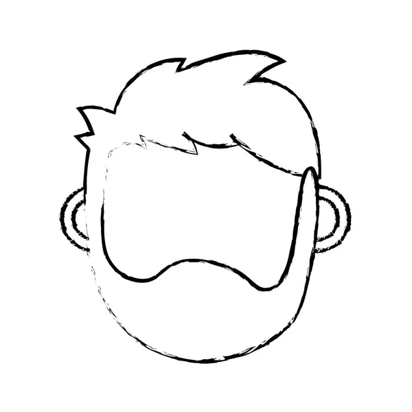 Figura Hombre Cabeza Con Los Ojos Cerrados Peinado Vector Ilustración — Archivo Imágenes Vectoriales