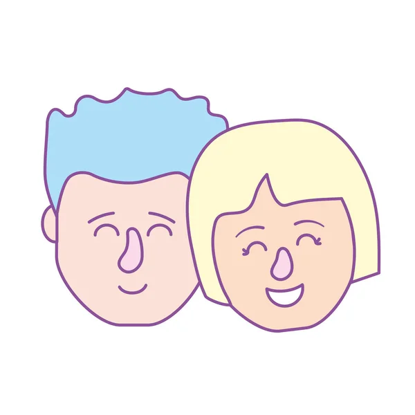 Cabeza Pareja Avatar Con Diseño Peinado Vector Ilustración — Vector de stock