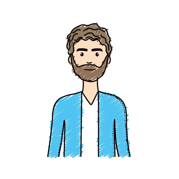 Homme Mignon Avec Coiffure Barbe Illustration Vectorielle — Image vectorielle