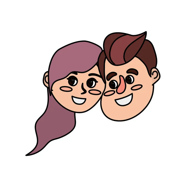 Feliz Casal Rosto Com Penteado Design Vetor Ilustração —  Vetores de Stock