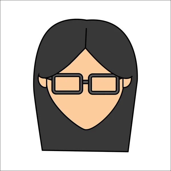 Personnes Avatar Visage Femme Avec Icône Lunettes Dessin Vectoriel Illustration — Image vectorielle
