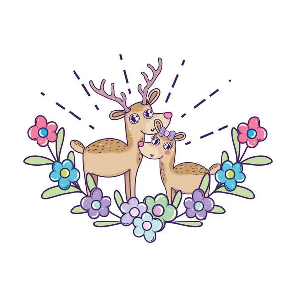 鹿とバレンタインのグリーティング カード ベクトル図 — ストックベクタ