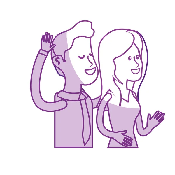 Silhouette Heureux Couple Mignon Avec Une Usure Élégante Illustration Vectorielle — Image vectorielle