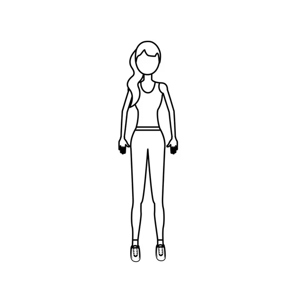 Ligne Femme Saine Avec Des Vêtements Pour Faire Exercice Vectoriel — Image vectorielle